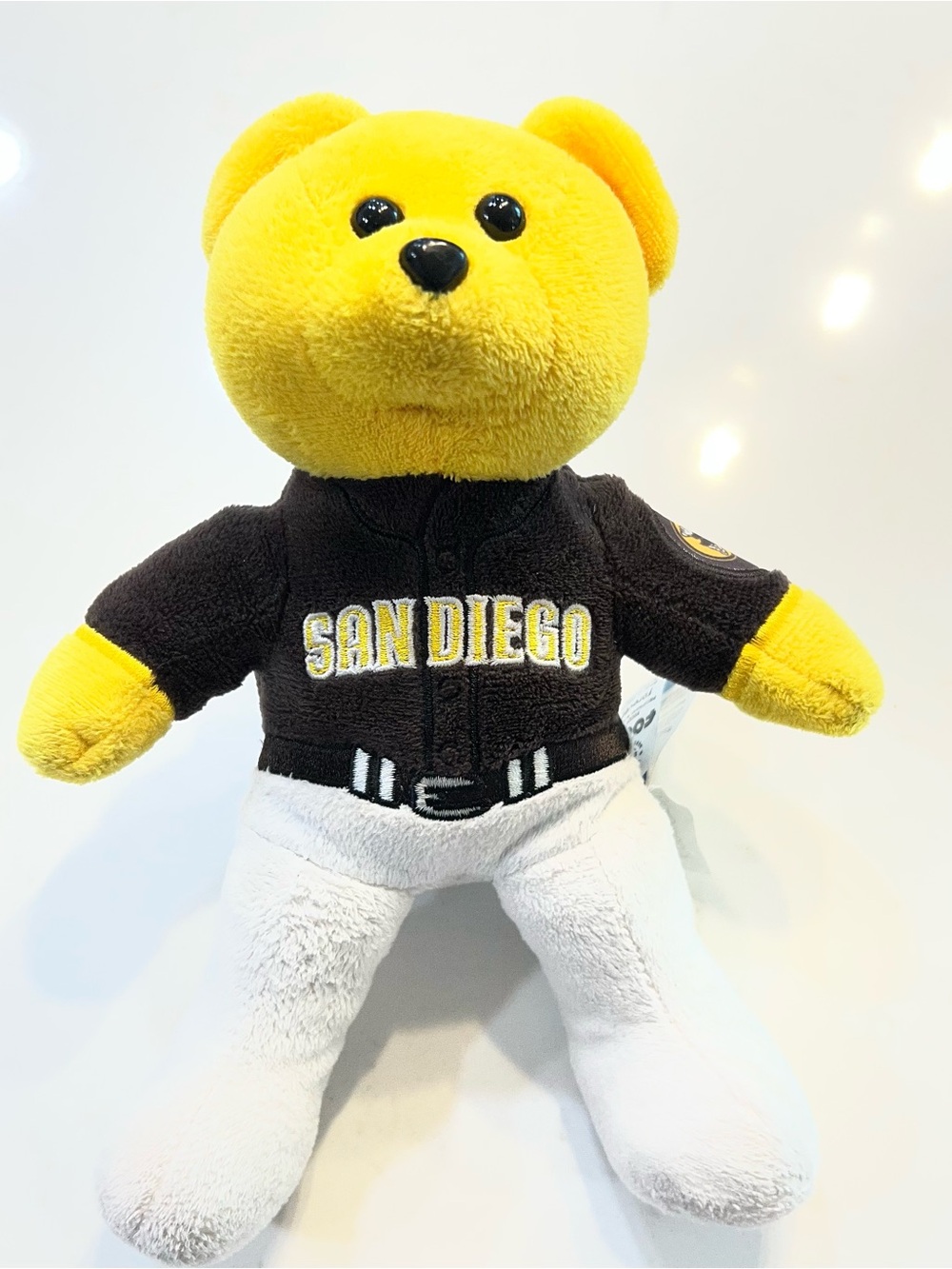 Yellow Plush Teddy Bear with San Diego Jersey- Collectible. -252